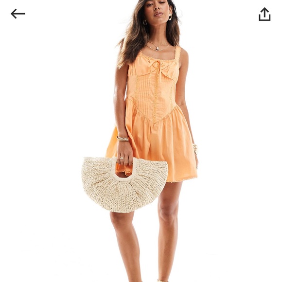 Orange Drop Waist Corset Mini Dress - Picture 3 of 5